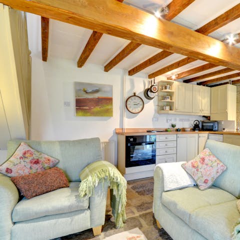 Sink into the comfortable sofas around the fire after a day hiking the moors