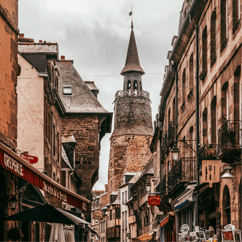 Stay in the historic heart of Dinan, simply surrounded by medieval landmarks