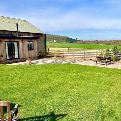 Soak up the rural views from the terrace as you fire up the barbecue