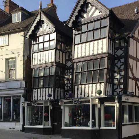 Mosey about the vibrant market town of Shrewsbury, just a short drive away