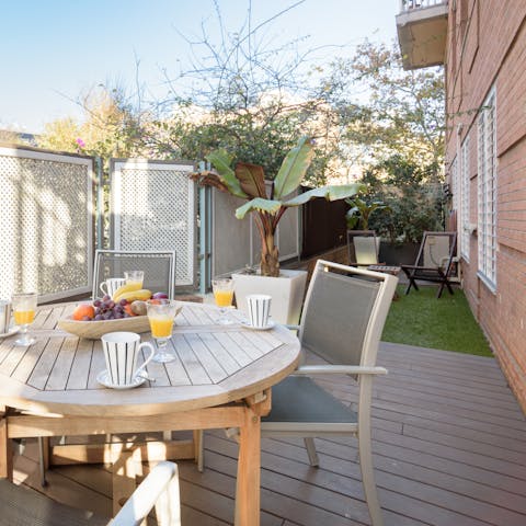 Step outside and savour this calm oasis by the sea