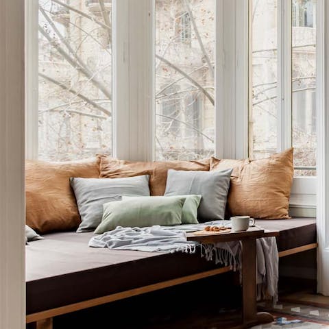 Cosy up with a book in the bay-window seat