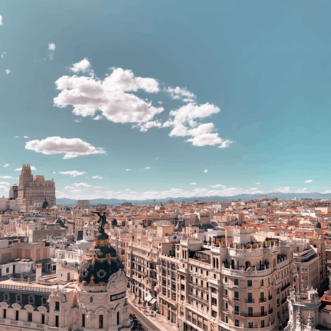 Overlook the cityscape of Madrid from your terrace