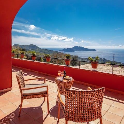 Enjoy the stunning panoramic views of the Gulf of Naples and Capri Island