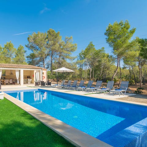 Cool off from the Mallorcan sun in the private swimming pool 