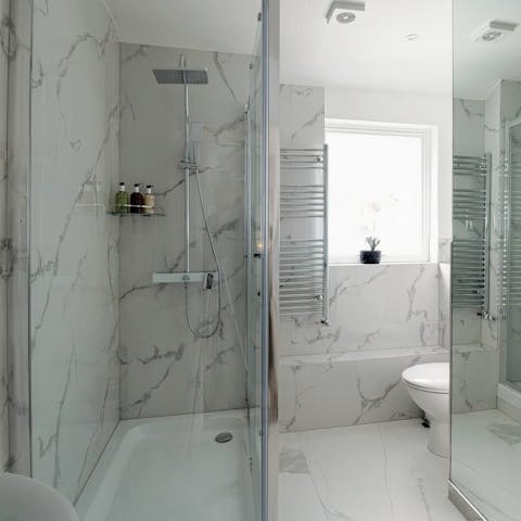 Take your relaxation to the next level in the chic shower room