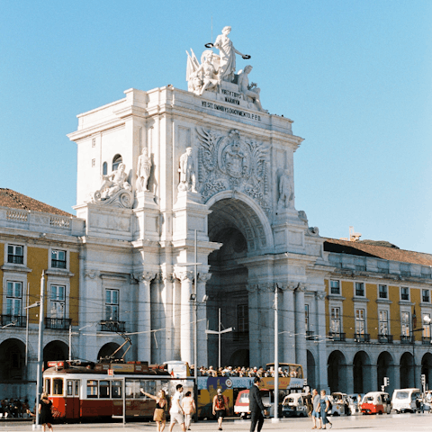 Walk five minutes to the Praça do Comércio, a waterfront square packed with shops and restaurants