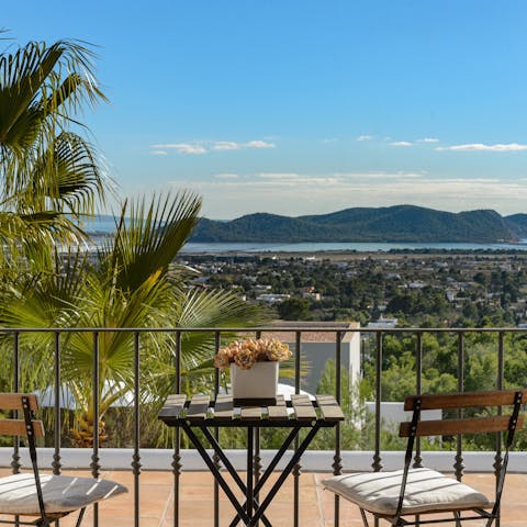 Take in breathtaking mountain and sea views from the terraces