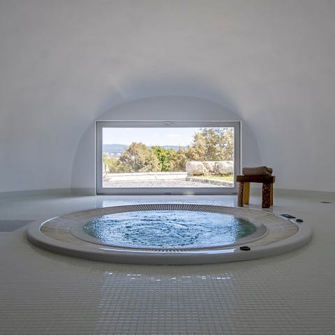 Indulge in your own private spa with views of the Portuguese countryside