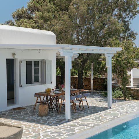 Savour Greek inspired meals and drinks on the terrace
