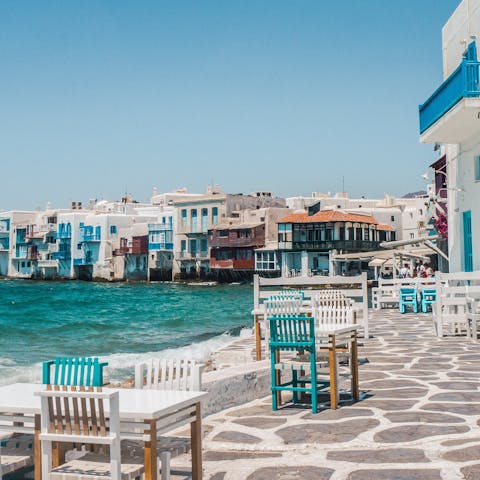 Experience the vibrant heart of Mykonos old town – a short drive away