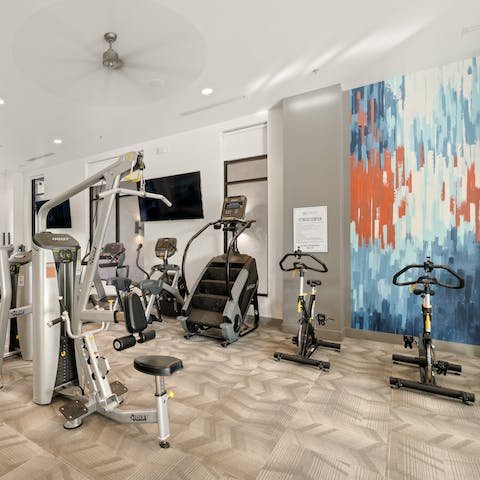 Grab a workout in the onsite state-of-the-art gym