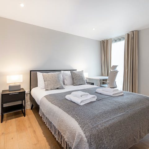 Catch up on work at the desk in the bedroom or get some rest after a busy day exploring London