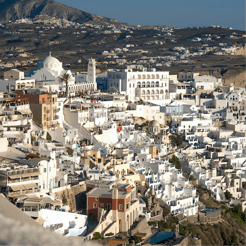 Stay just 200 metres from the centre of beautiful Fira