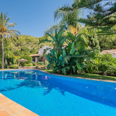 Find respite from the Spanish sun in the private pool's cool waters
