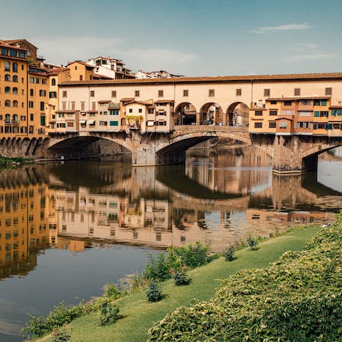 Admire Ponte Vecchio, a two-minute walk away