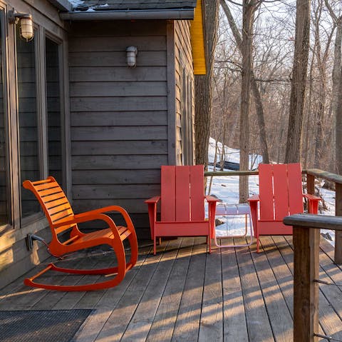 Watch the sunset over the lake from the deck