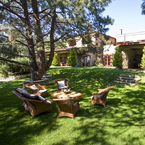 Relax in the shade of the trees with a book and a cup of Turkish coffee