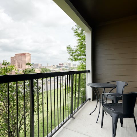 Drink your coffee out on the private balcony each morning