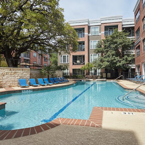 Cool off with a few laps of the building's outdoor pool