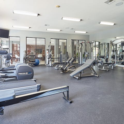 Keep active with workout at the on-site gym