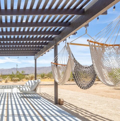 Take a siesta in the hammocks on the shaded terrace