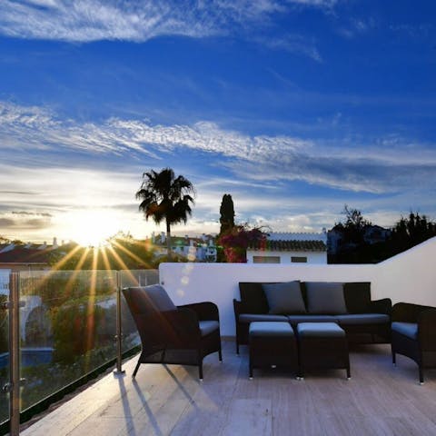 Watch the sunset from your upper level terrace balcony, with a sundowner in hand