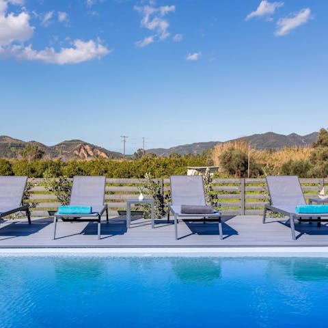 Cool down during the hot Greek summer by splashing about in the swimming pool