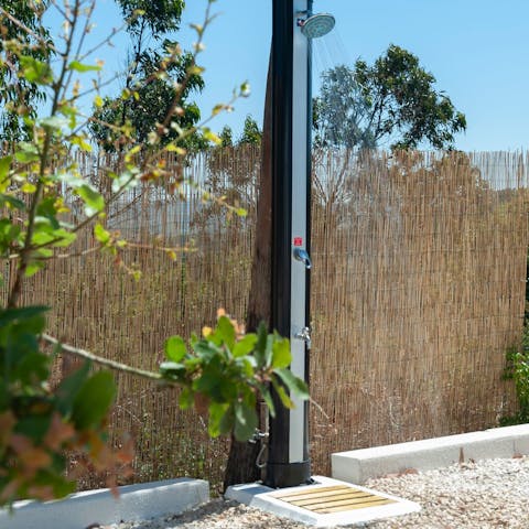 Cool off from the heat of the day with an outdoor shower