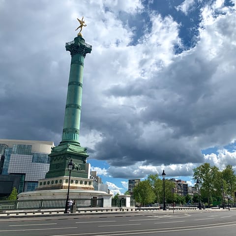 Hop on public transport and make your way over to the Place de la Bastille