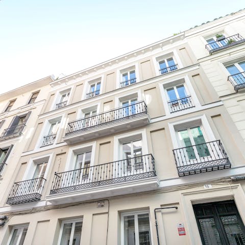 Enjoy your morning coffee with street views from one of the four balconies