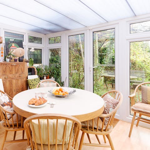 Enjoy a sunlit breakfast in the conservatory