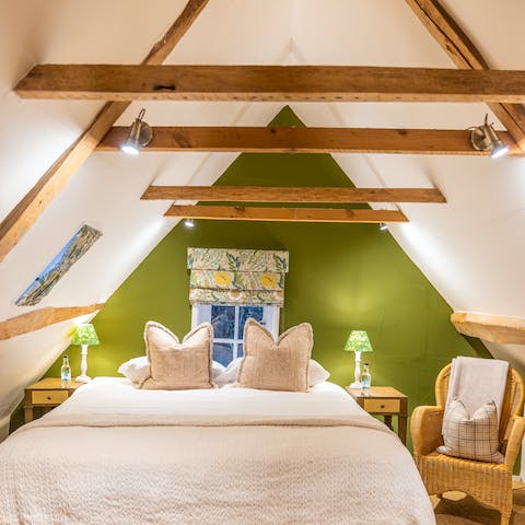 Fall in love with the traditional character, like the exposed beams in the third bedroom