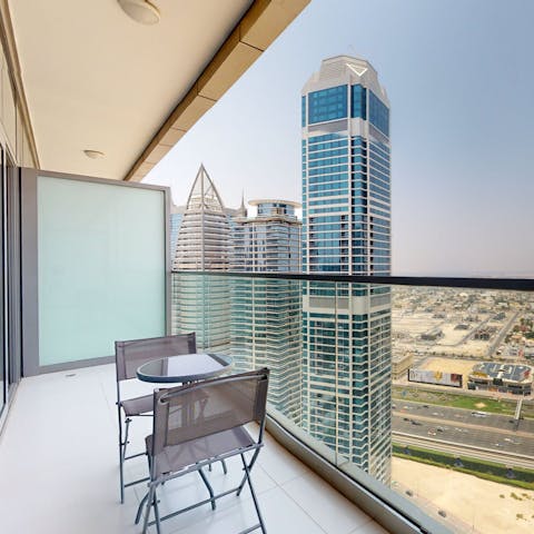 Start mornings with a glass of jallab on the private balcony