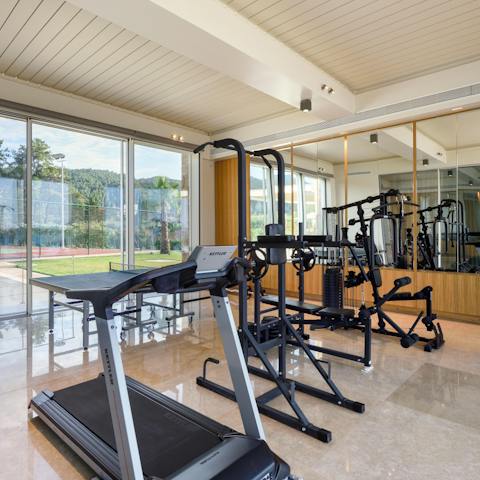 Keep up with your exercise routine in the private gym