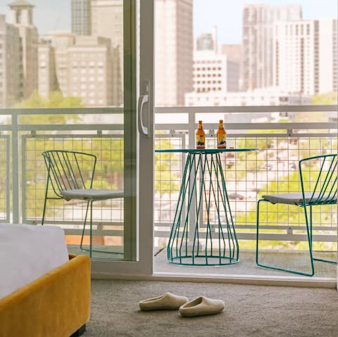 Take in the views of Atlanta from your private balcony
