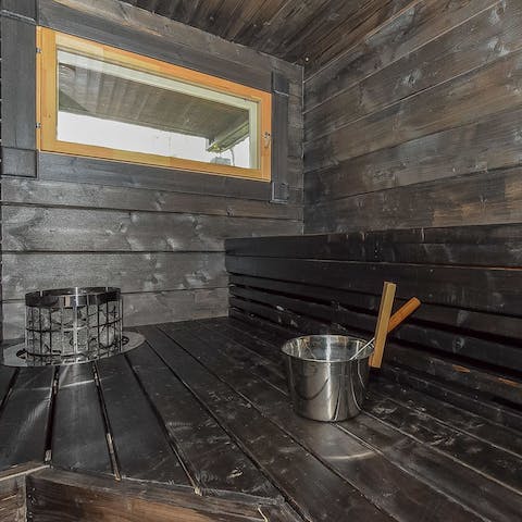 Unwind sore muscles with a steam in the private sauna