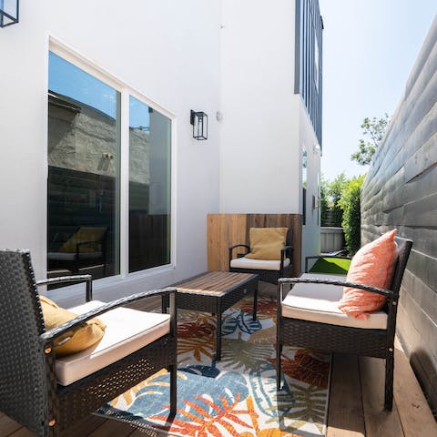 Tuck into an alfresco breakfast with a cup of coffee outdoors