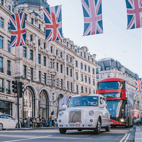 Experience the buzz of Oxford Street, a five-minute walk away