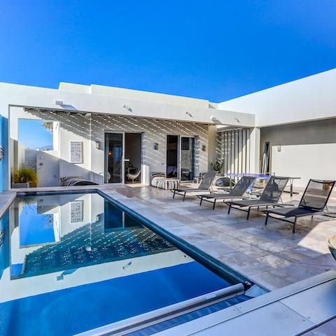 Sunbathe on the sun loungers before cooling off with a dip in your private pool