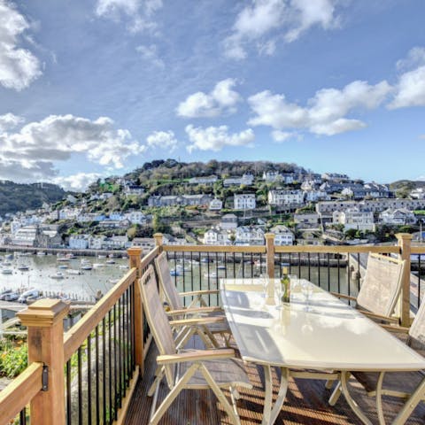 Relax with a glass of wine and take in the glorious views over Looe