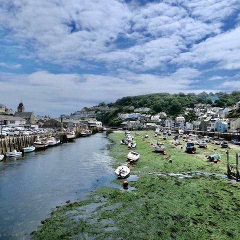 Explore Looe Harbour, an eight-minute saunter from this home