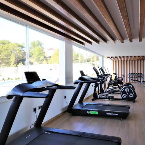 Get your endorphins flowing with a cardio workout in the shared gym
