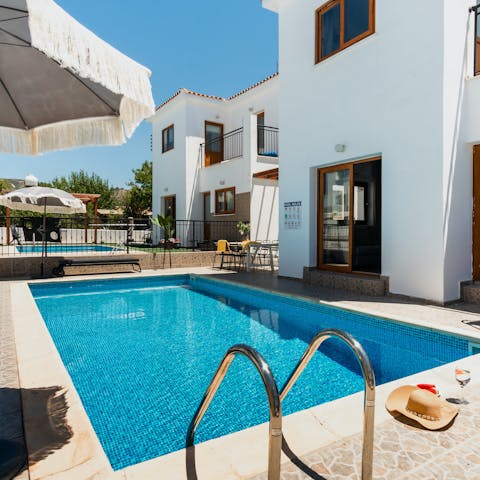 Cool off from the midday sun in the private pool