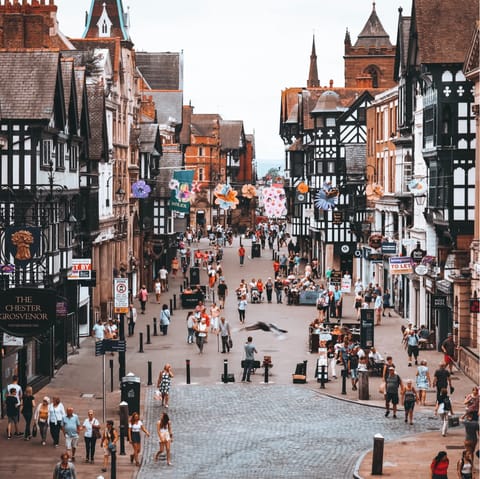 Drive over to Chester in half an hour to see the city's Roman walls or just go shopping