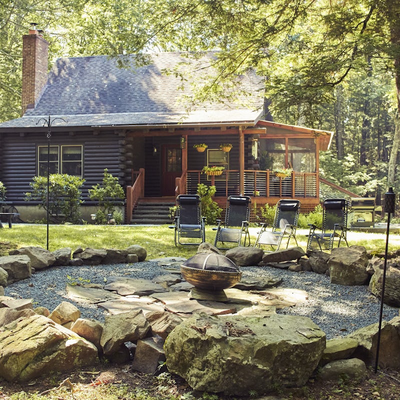 The outdoor space and fire pit