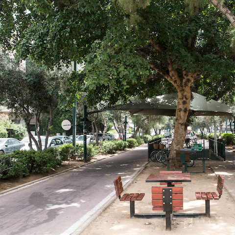 Wander along leafy Ben Gurion Boulevard, dotted with cafes should you fancy an impromptu bite to eat