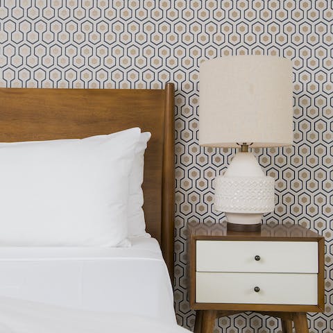 Enjoy the mid-century-inspired interior details