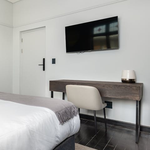 Get some work done at the desk when you need to check in with the office