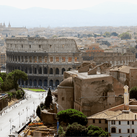 Stroll nine minutes to the iconic Colosseum 